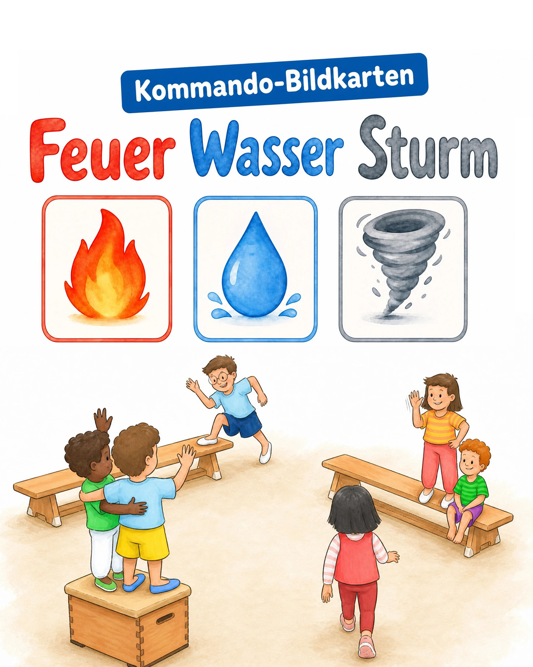 Feuer Wasser Sturm - Bewegungsspiel für Kinder